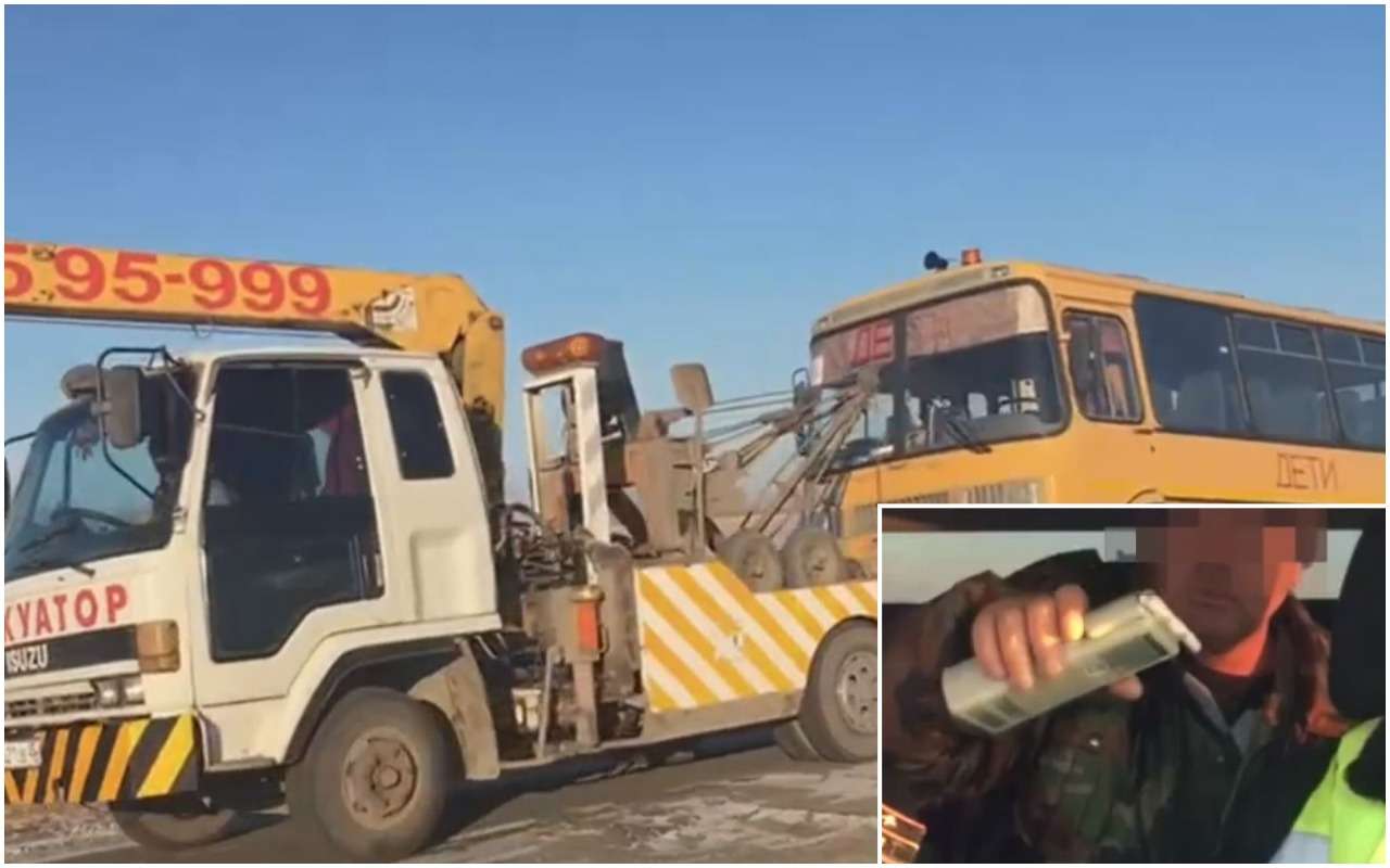 Пьяный водитель школьного автобуса вез детей на олимпиаду