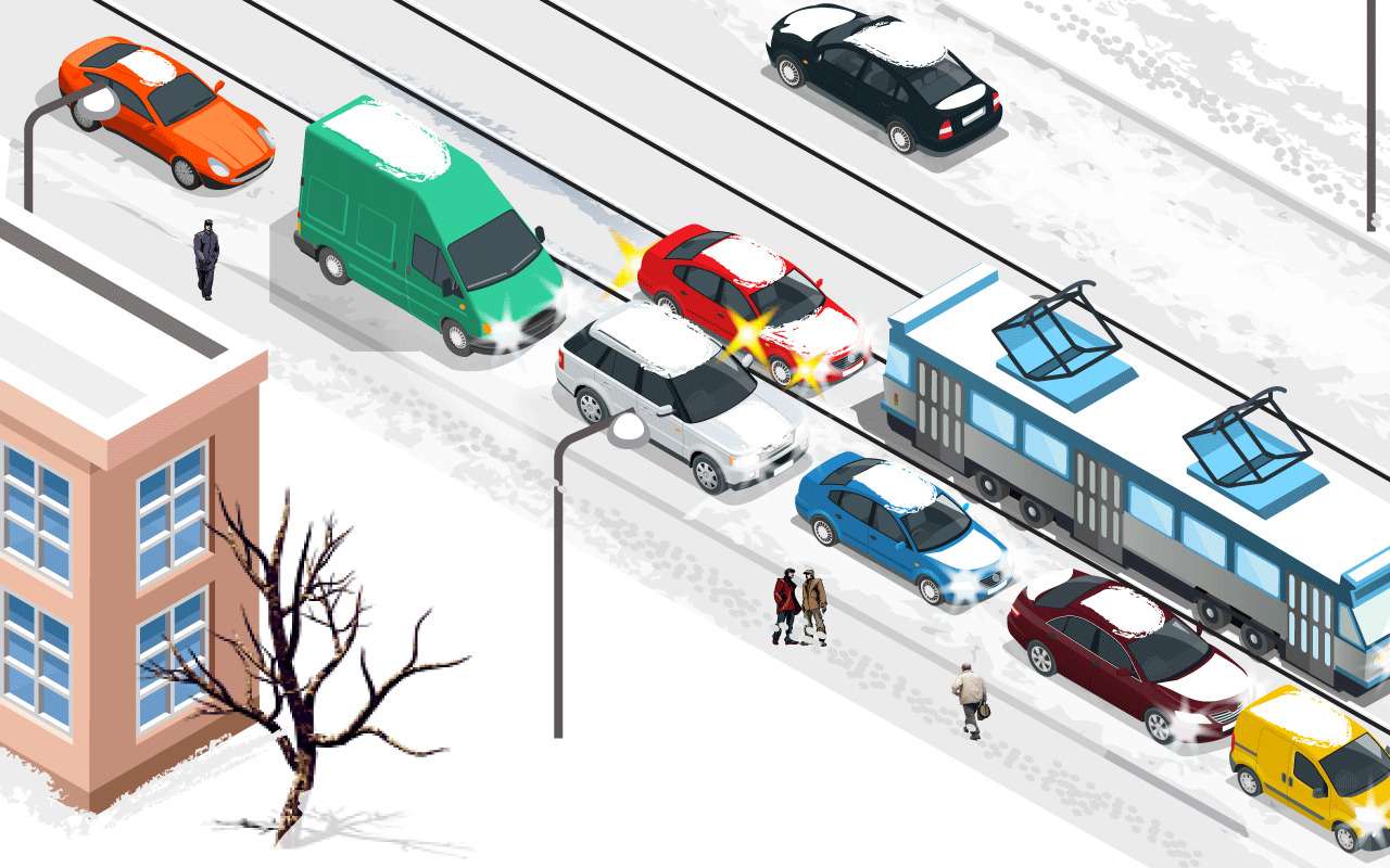 Завязнуть в снежной колее — типичная зимняя ловушка