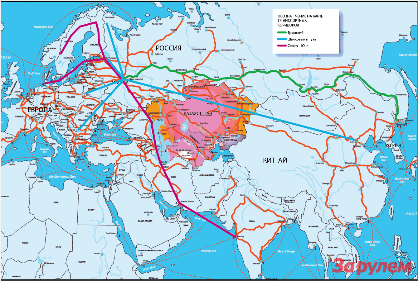 Карта железных дорог мира со странами