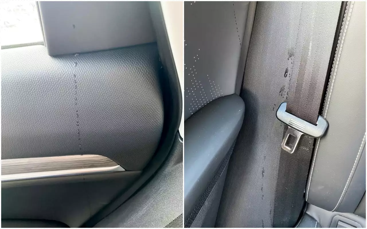 После сильного дождя на спинке дивана JS6 появилась влага.