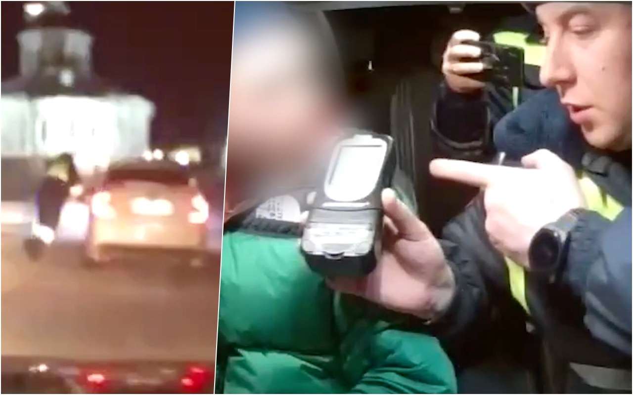 Как в кино: полицейский держался за дверь, пока не остановил нарушителя (видео)