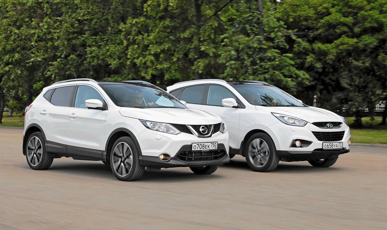 Nissan Qashqai 
LE Sport 
2,0 л (144 л.с.) CVT 4WD (1 336 000 руб.) и Hyundai ix35 Prime+Style пакет 2,0 л (150 л.с.) 6АТ 4WD 