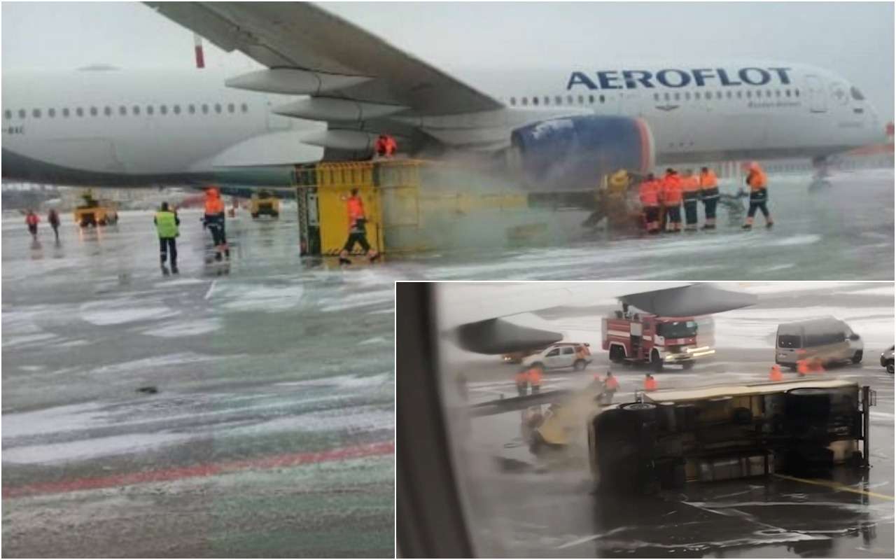 В Шереметьево самолет перевернул машину – началась проверка