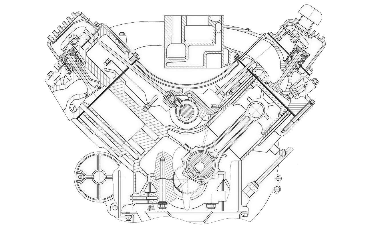 Чертеж двигателя внутреннего сгорания