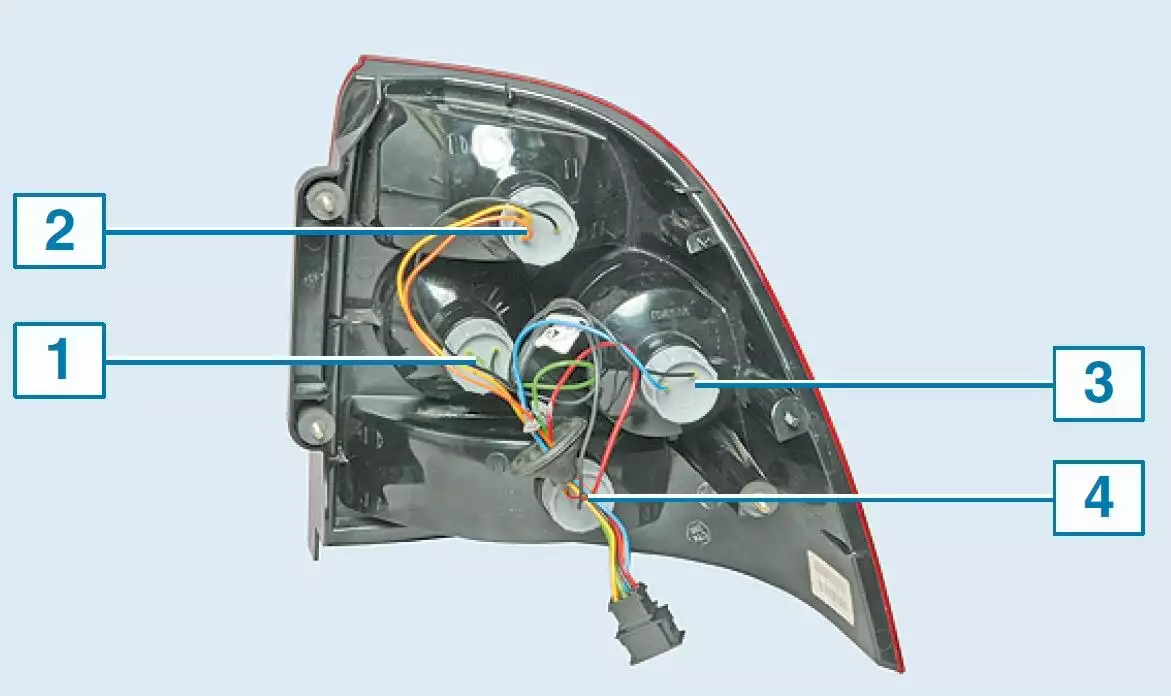 Схема заднего фонаря калина 1 универсал