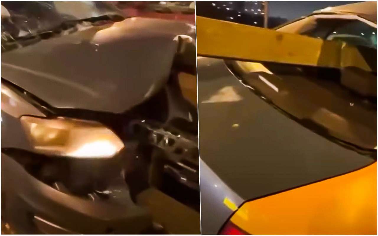 Отбойник насквозь пробил автомобиль каршеринга на МКАДе