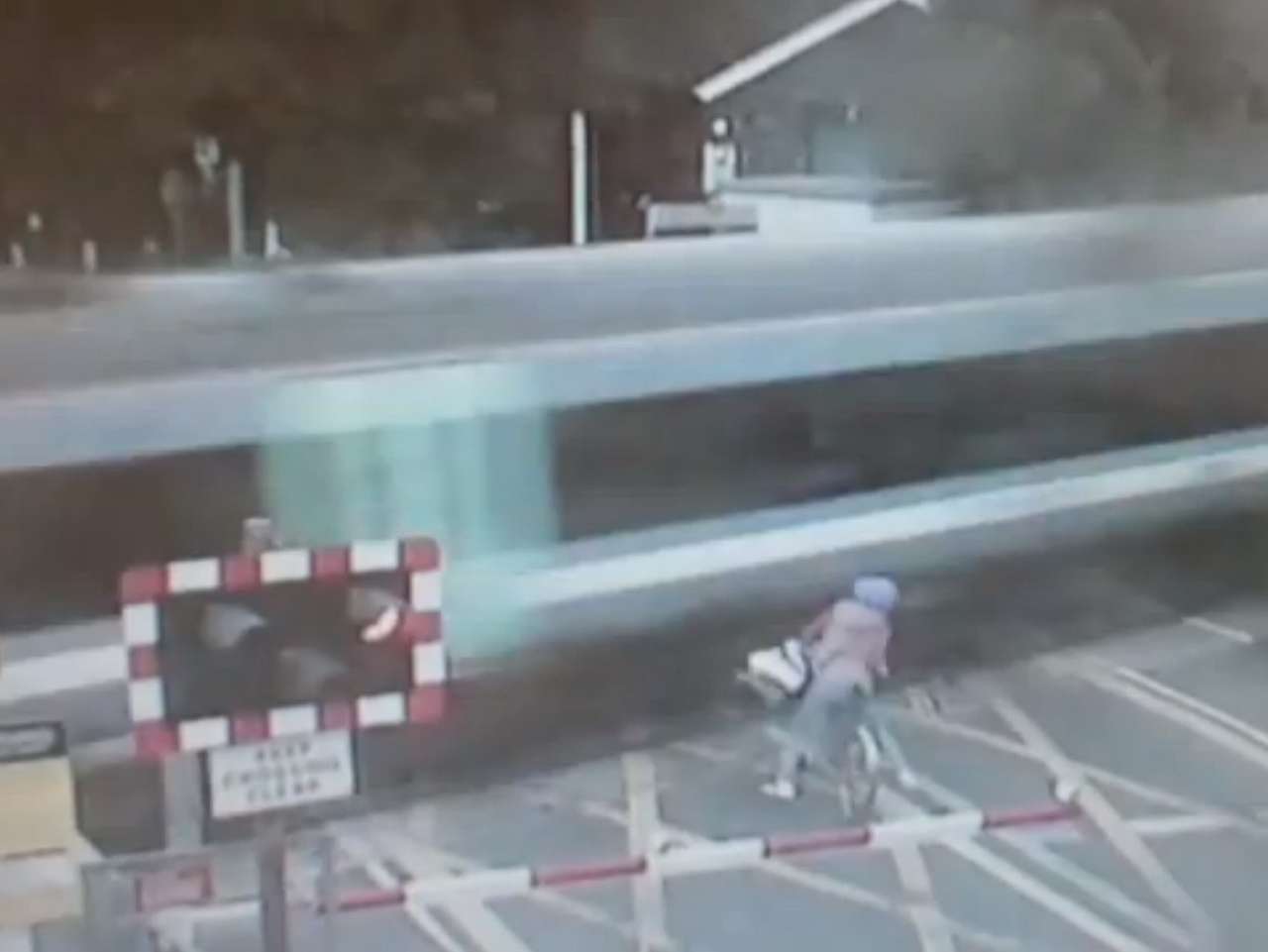 Полиция разыскивает велосипедистку, затормозившую поезд (ВИДЕО)