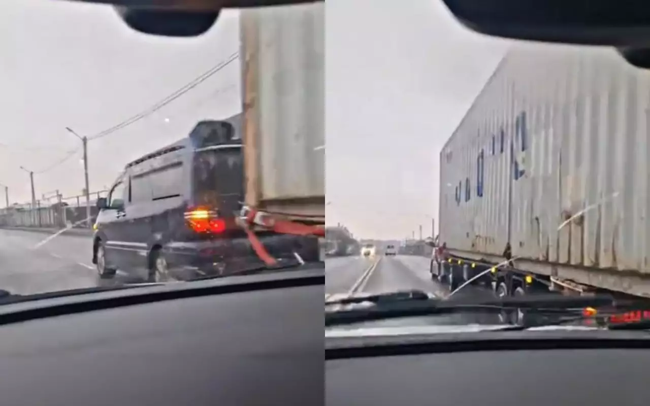 Этот мощный «японец» отбуксировал морской контейнер