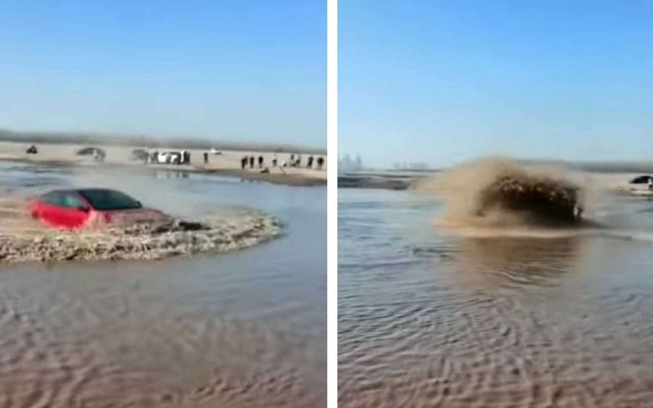 Tesla «рассекает» по воде: потрясающее видео