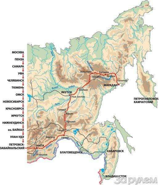 Карта от москвы до магадана