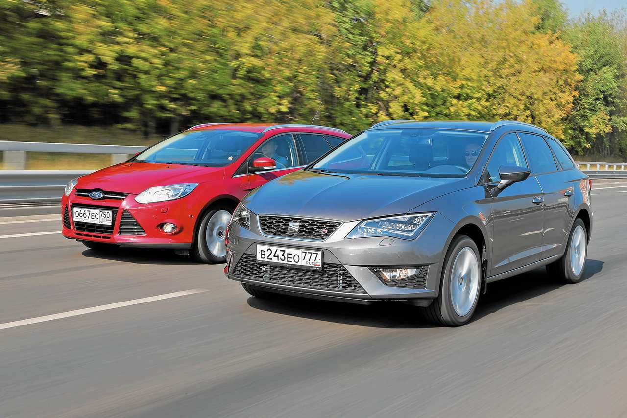 Ford Focus Wagon Titanium 2.0 (150 л.с.) PowerShift (1 087 400 руб.)
и Seat Leon ST FR 1.8 TSI (180 л.с.) DSG7 (1 185 815 руб.)