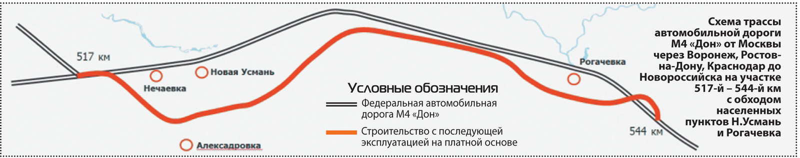 Трасса м4 дон карта с километрами