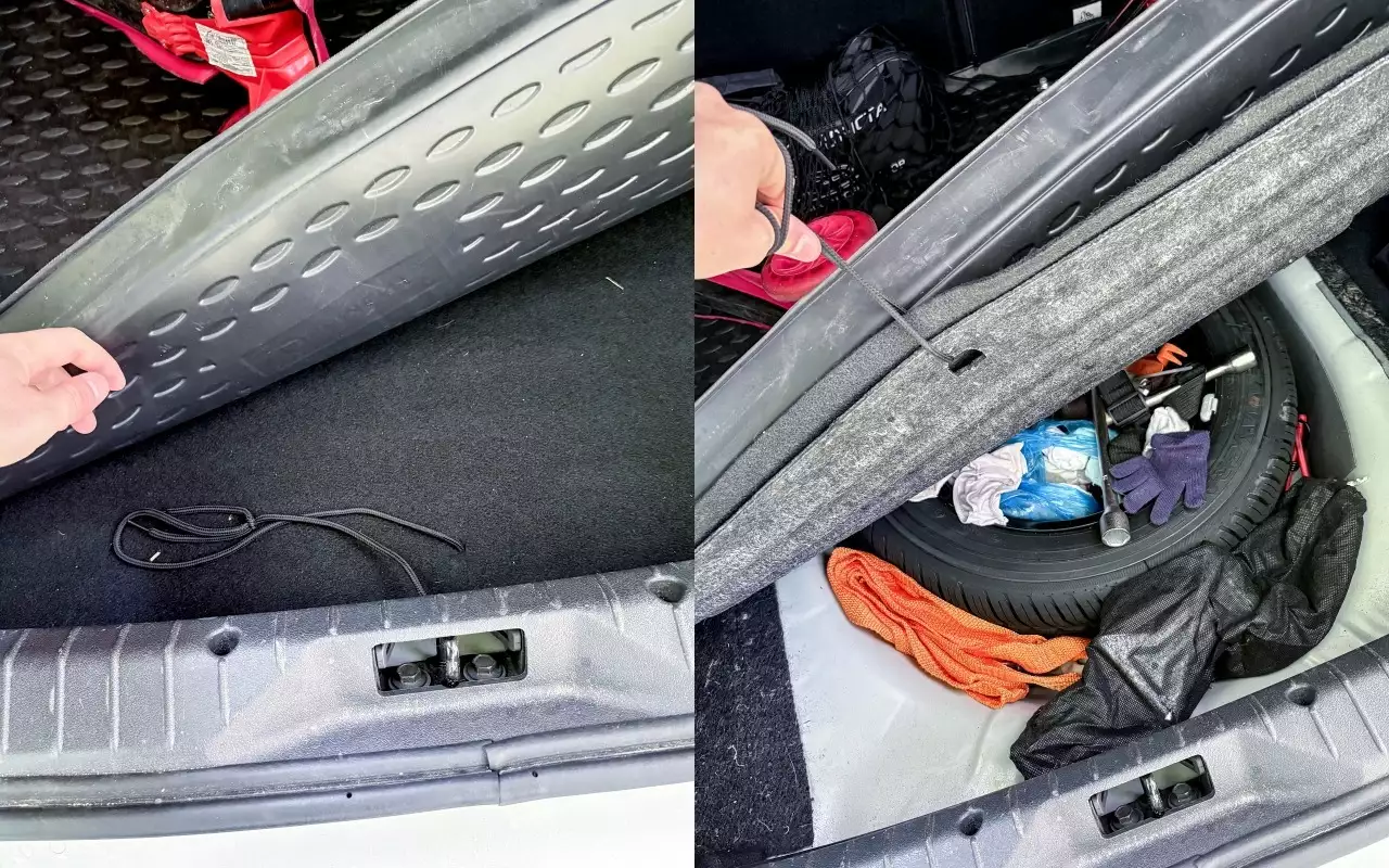 Импровизированная ручка для подъема ковра в багажнике