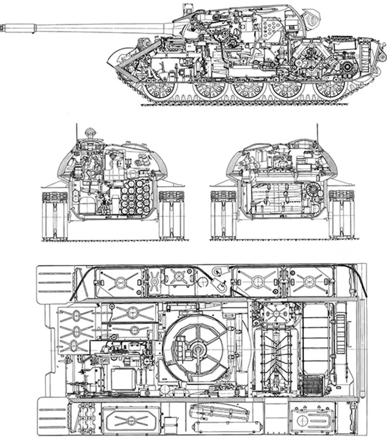 Чертеж т72 в разрезе