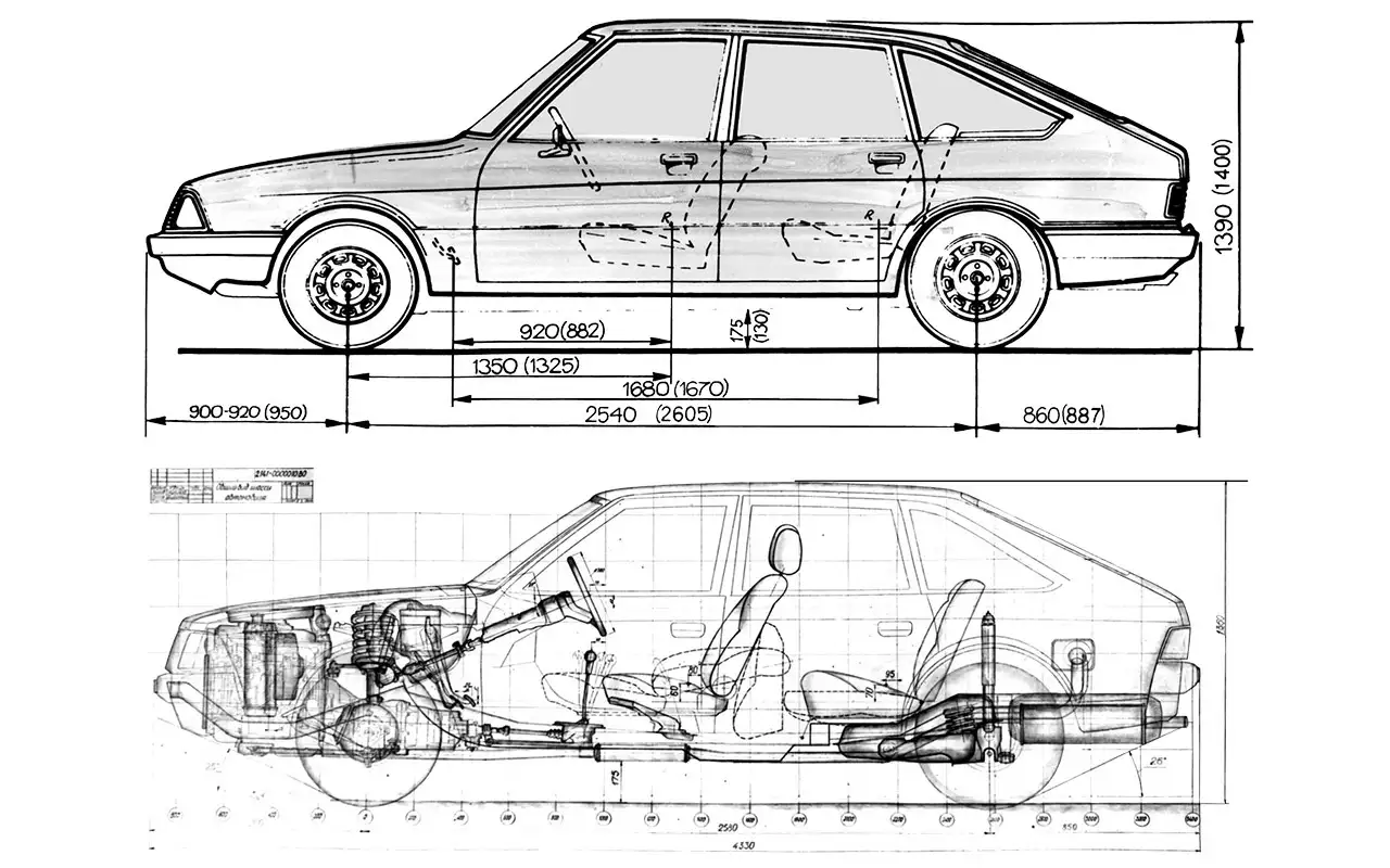 Чертеж москвича 2141