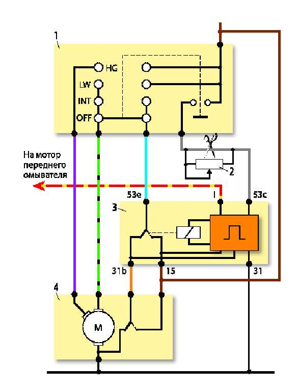 Двигатель стеклоочистителя схема