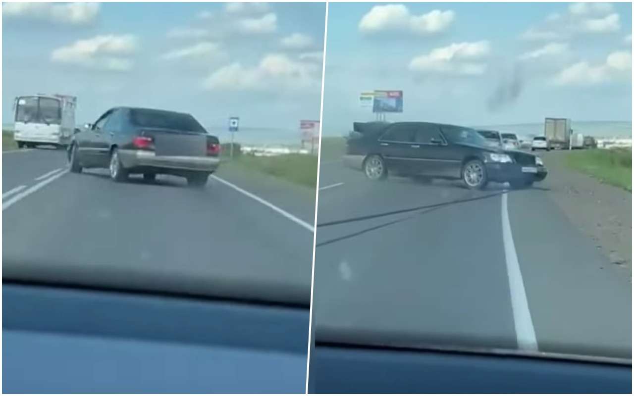 Убегающий от полиции пьяный водитель выехал на встречку и столкнулся с автобусом (видео)