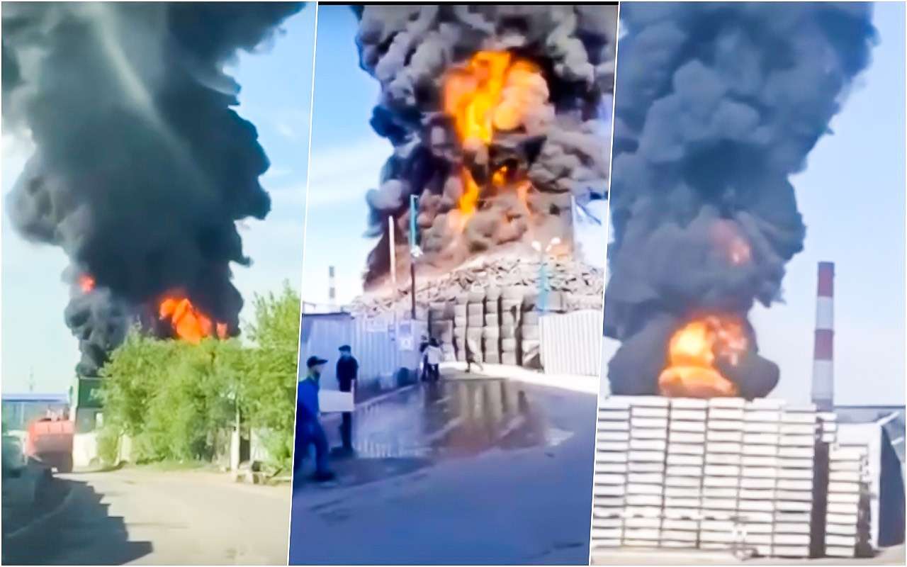 Пожар на складе покрышек в Дзержинском — все подробности и видео