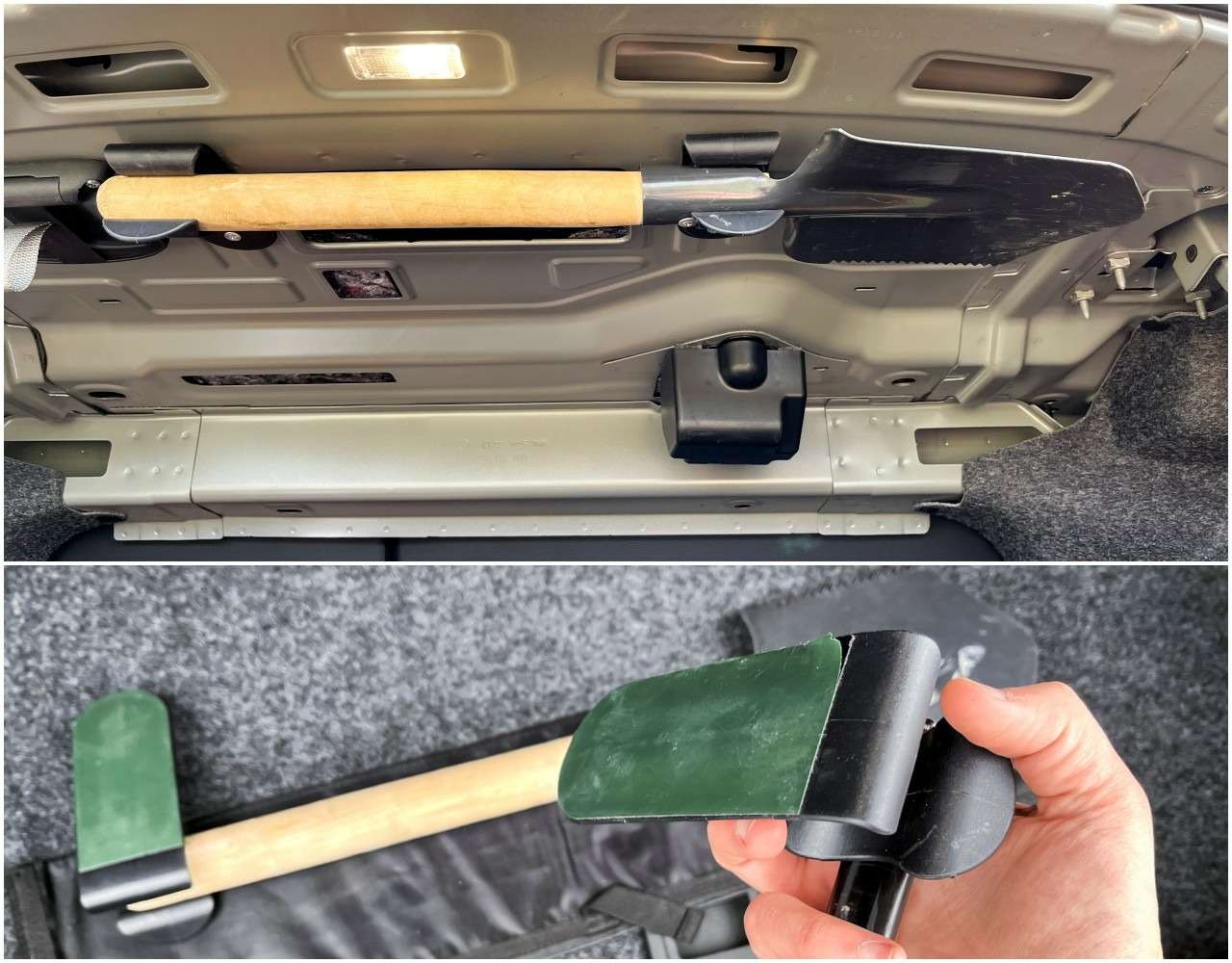 Как пристроить лопату в седане – очень простое решение