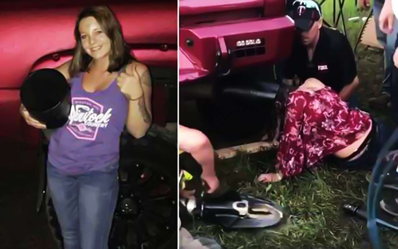 Пьяная американка застряла в выхлопной трубе пикапа