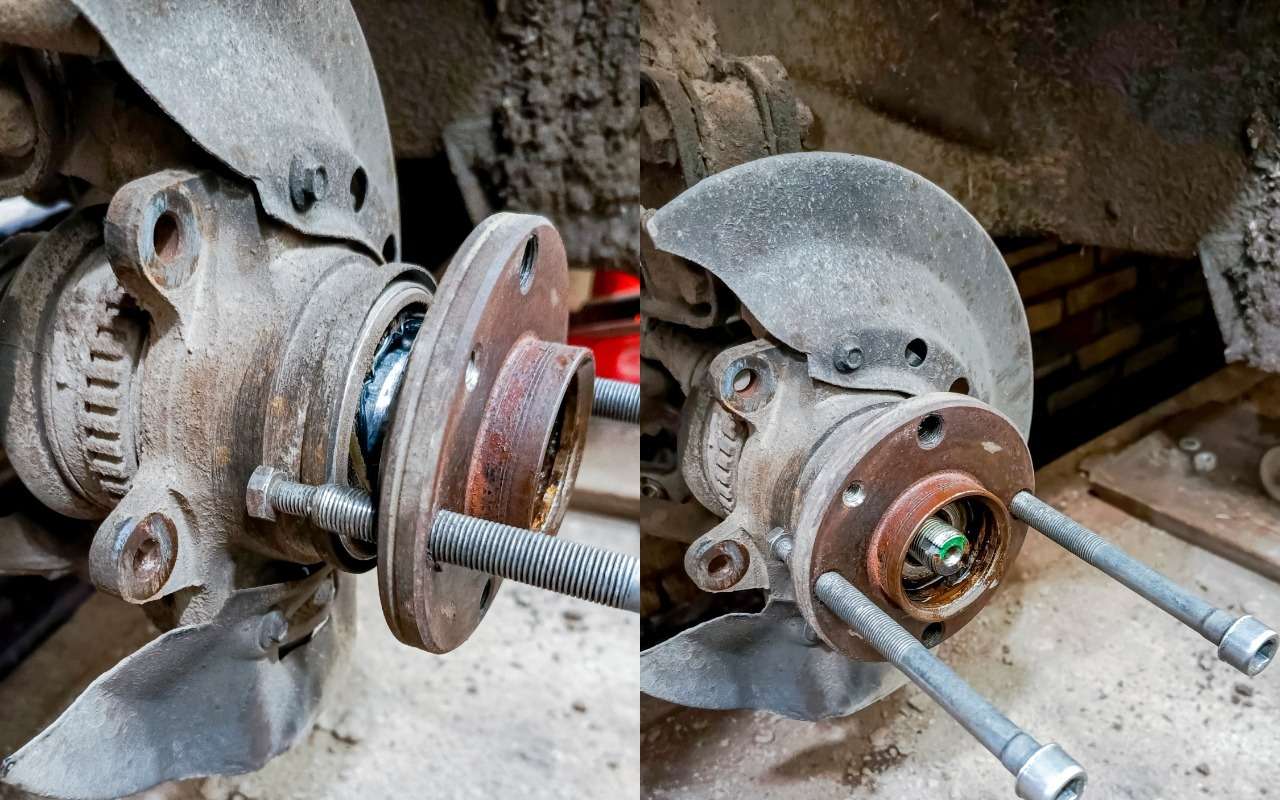 Съемник ступицы из болтов.