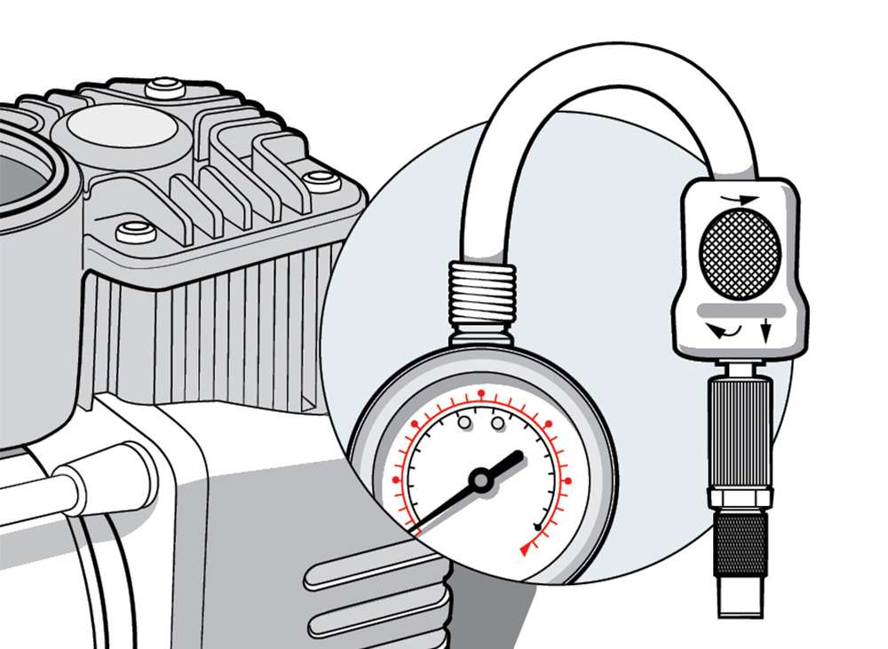 Схема автомобильного компрессора для подкачки шин