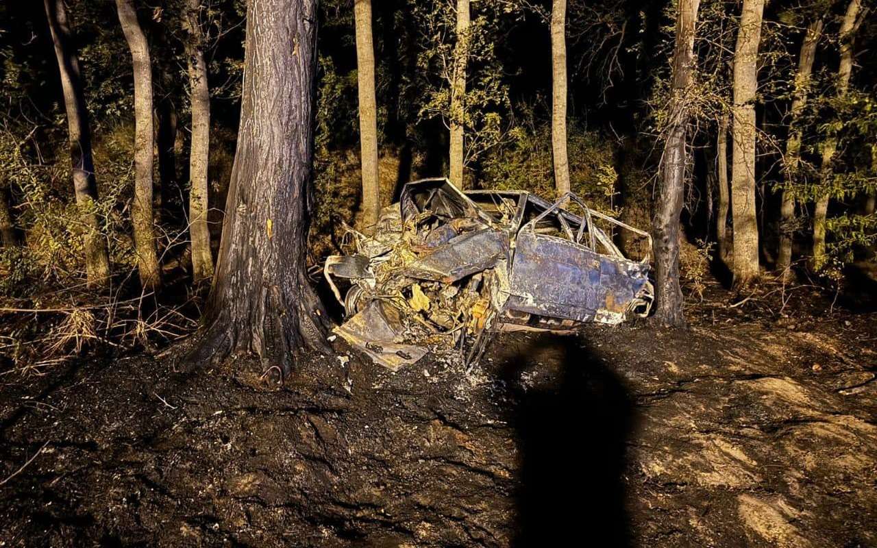 Пассажиры сгорели заживо в вылетевшей с трассы легковушке