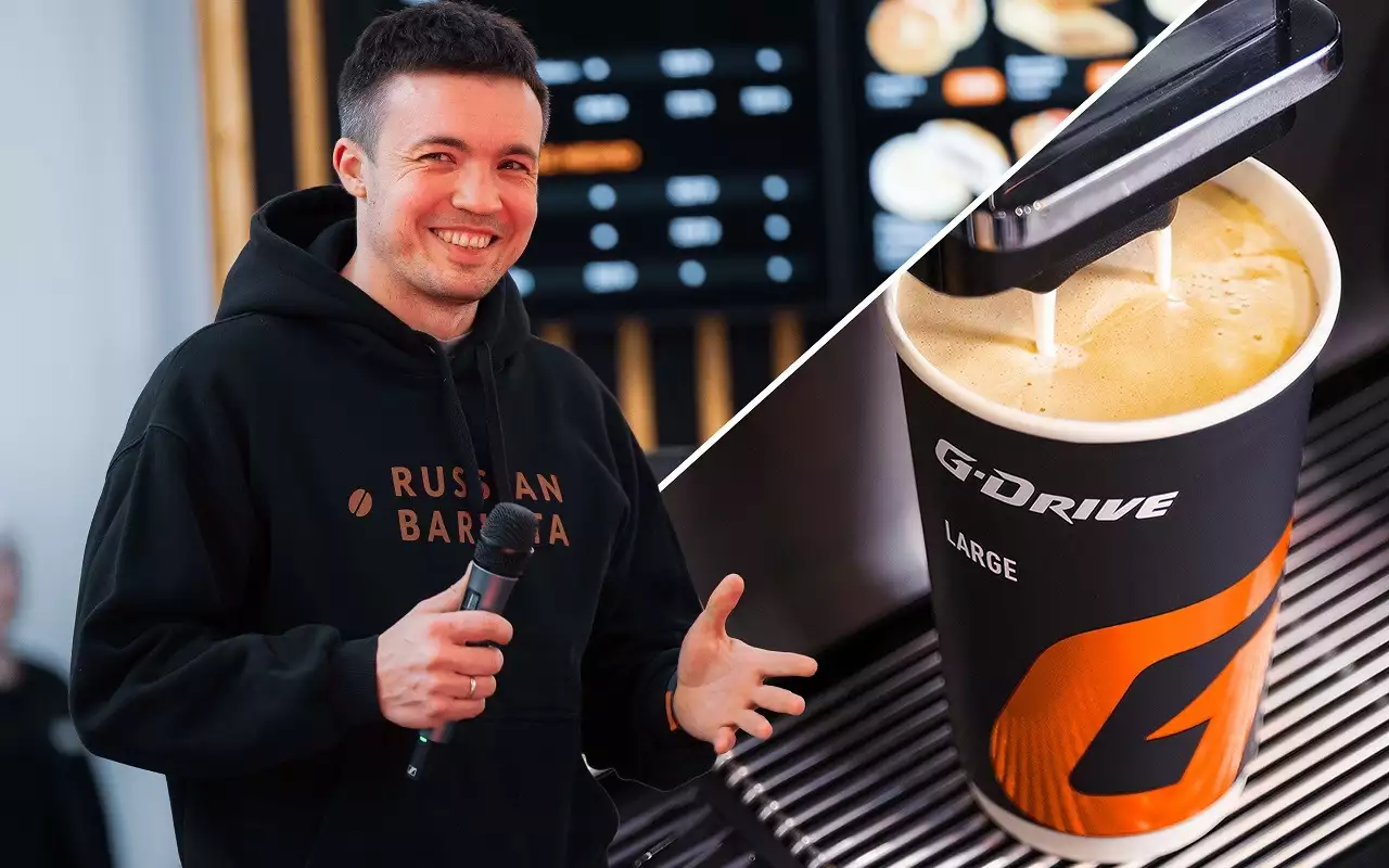 Основатель проекта Russian Barista Николай Стрельников на сети АЗС Газпромнефть.