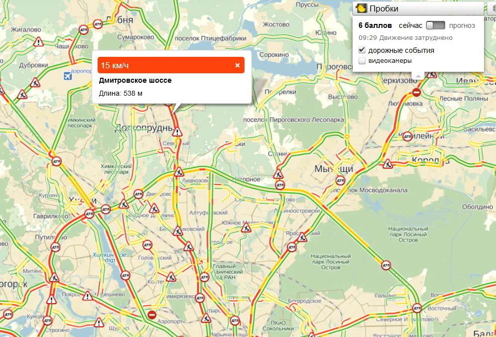 Карта автодорог с километровыми отметками
