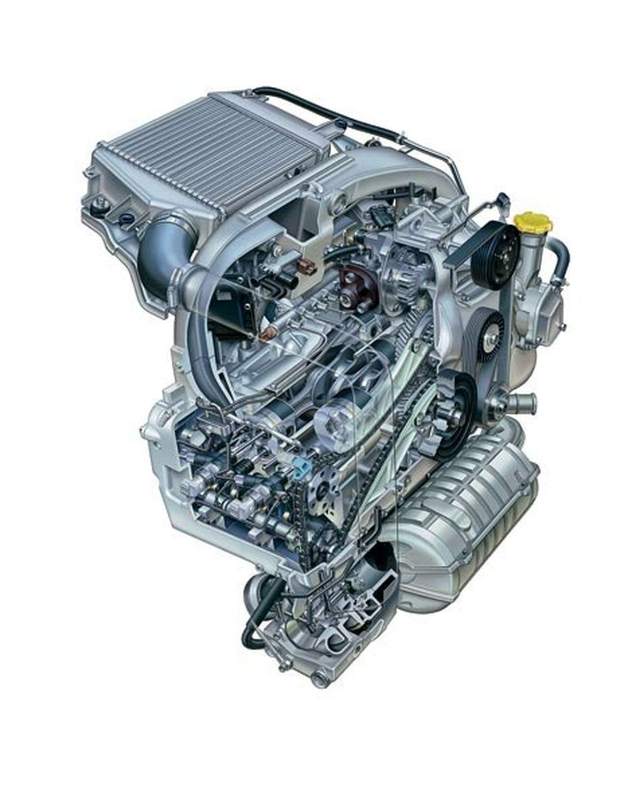 Пусть вас не смущает общая высота мотора: «на втором этаже» лишь навесные и вспомогательные агрегаты.