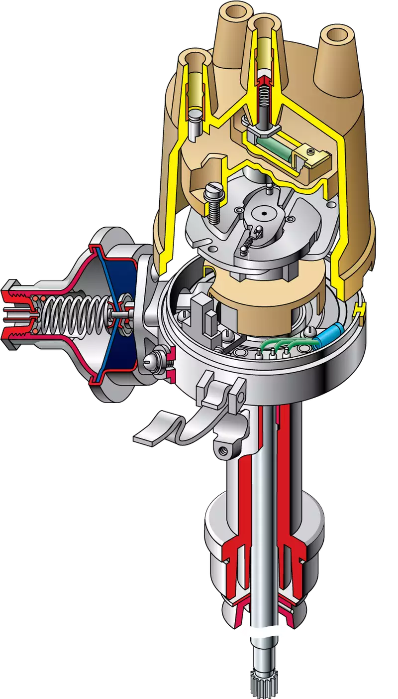 Устройство прерывателя распределителя. Трамблёр ВАЗ 2107 бесконтактный. Прерыватель-распределитель зажигания ВАЗ. Прерывателей-распределителей системы зажигания. Распределитель зажигания ВАЗ 2107.