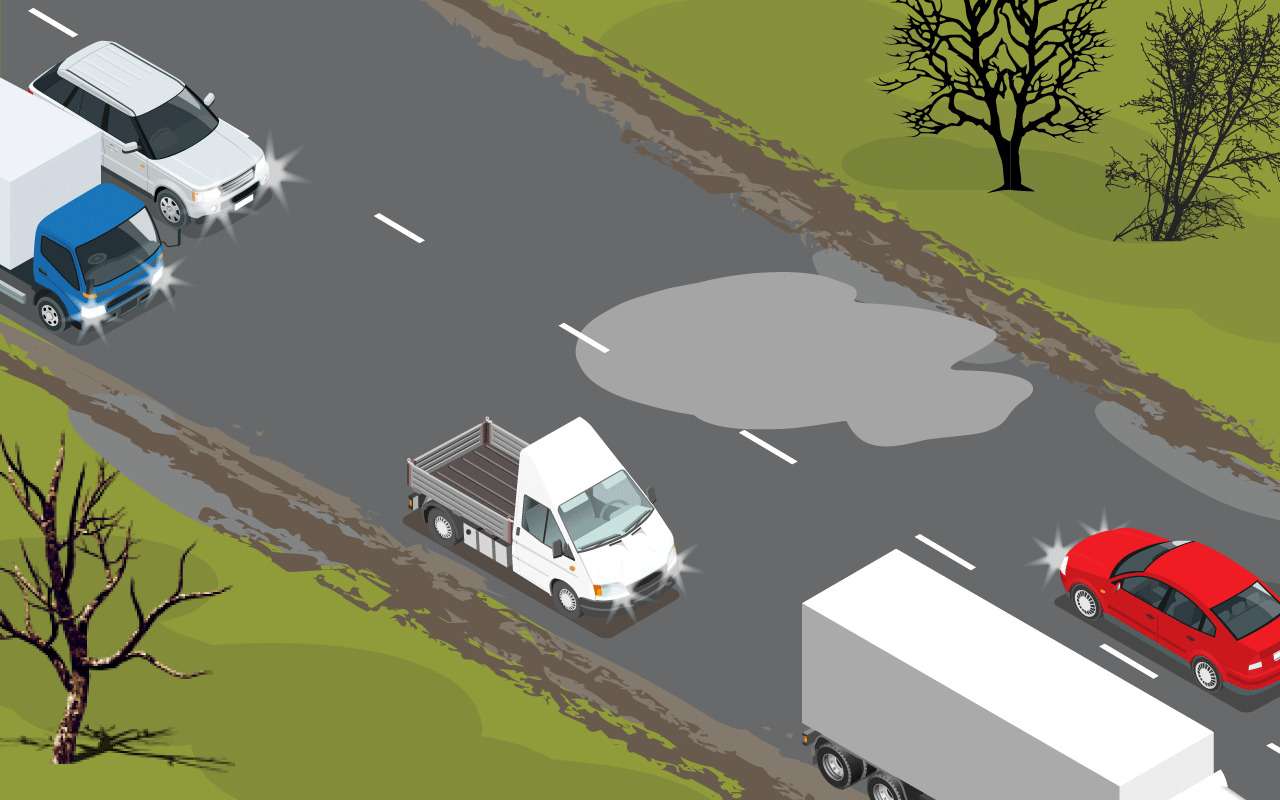Лужа на встречке — как избежать аварии?