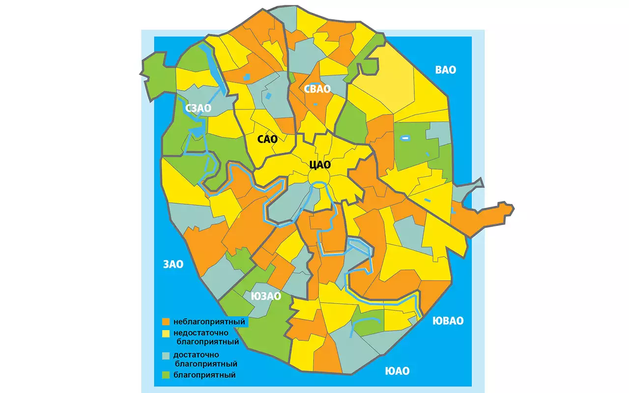 Карта лучших районов москвы для проживания