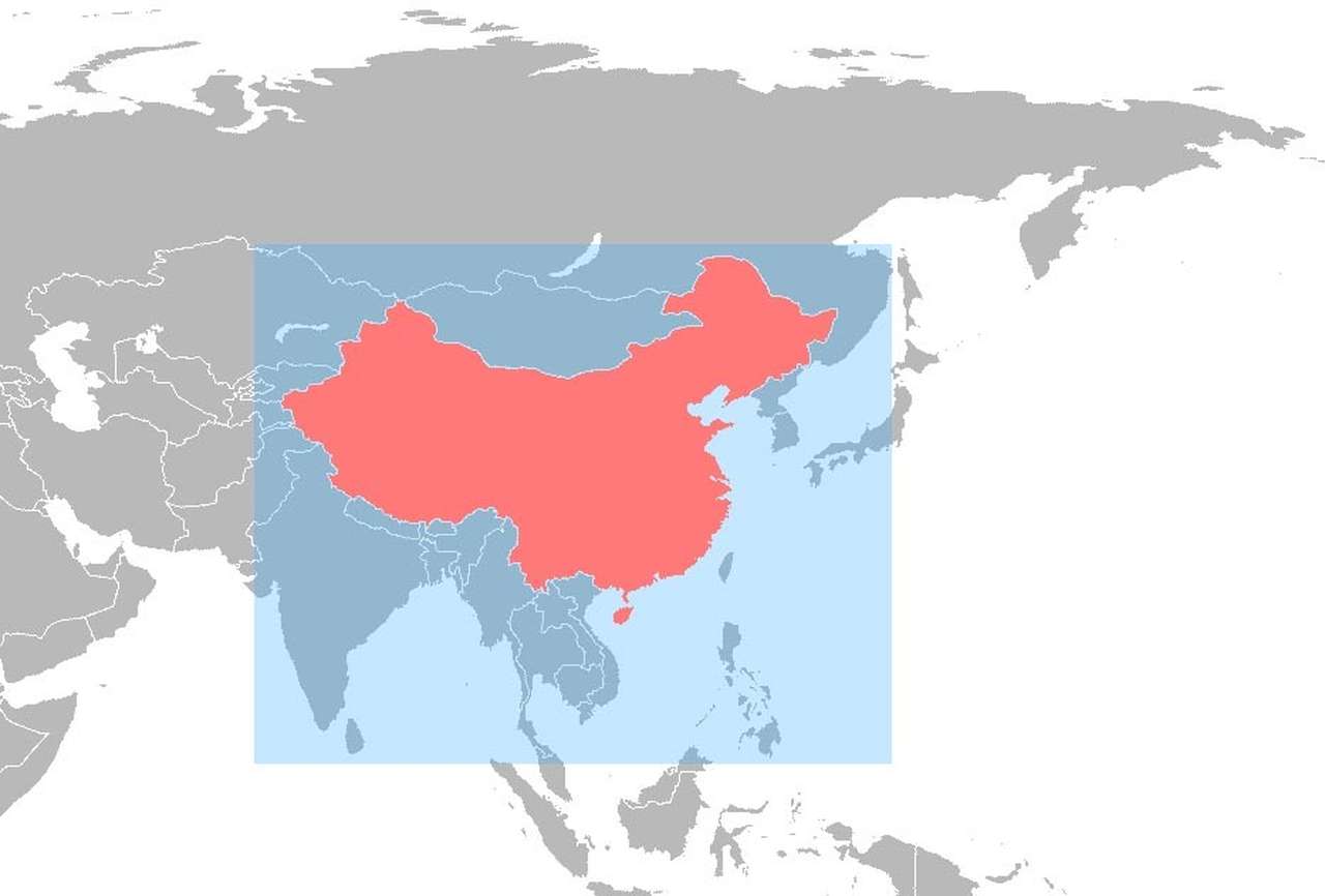 Регион покрытия китайской системы спутниковой навигации Beidou