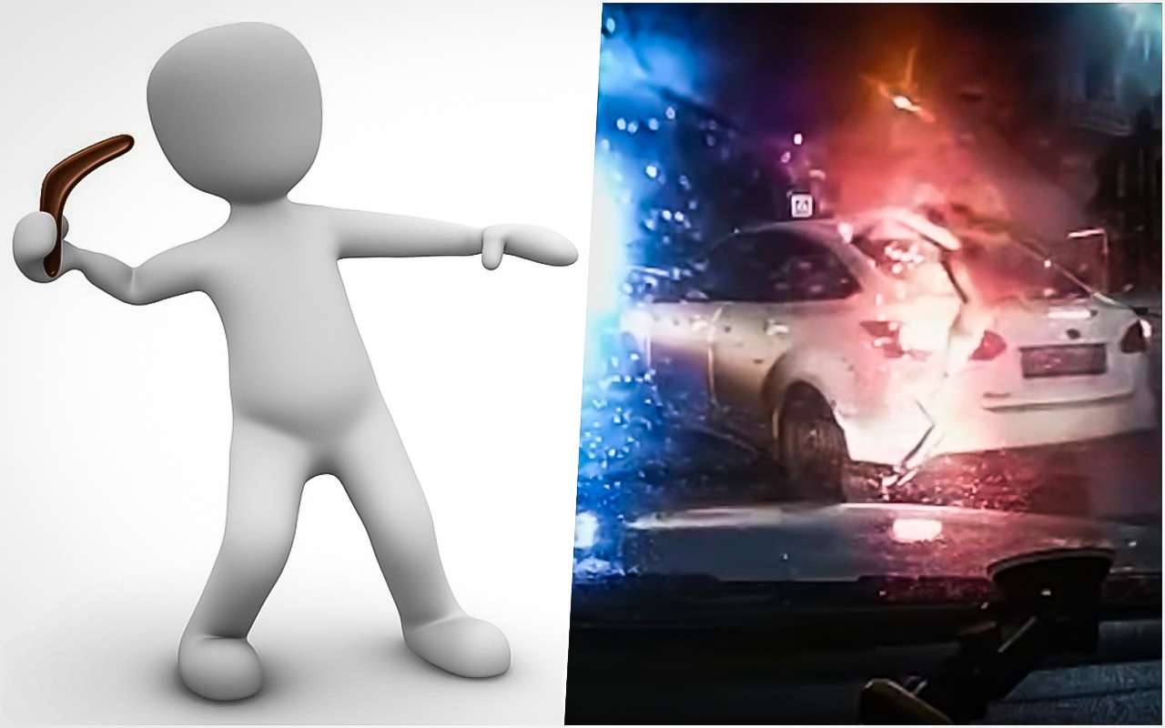 Мгновенная карма: обочечник пересекает двойную сплошную (видео)