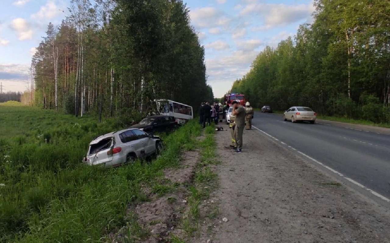 В Архангельской области автобус с пассажирами улетел в кювет