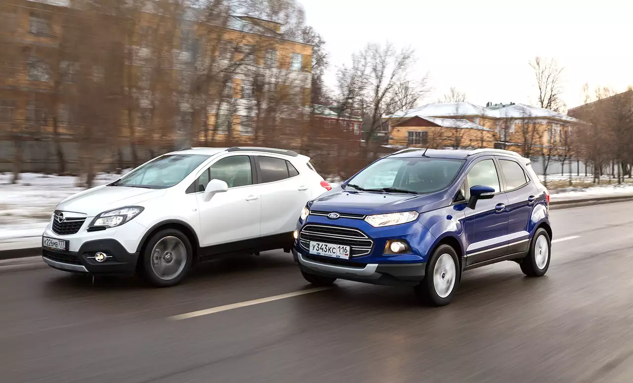 Opel Mokka Cosmo, 1.4 (140 л.с.), 6АТ, 2WD (1 334 500 руб.) и
Ford EcoSport Titanium Plus, 1.6 (122 л.с.), 6PowerShift, 2WD (1 402 500 руб.)