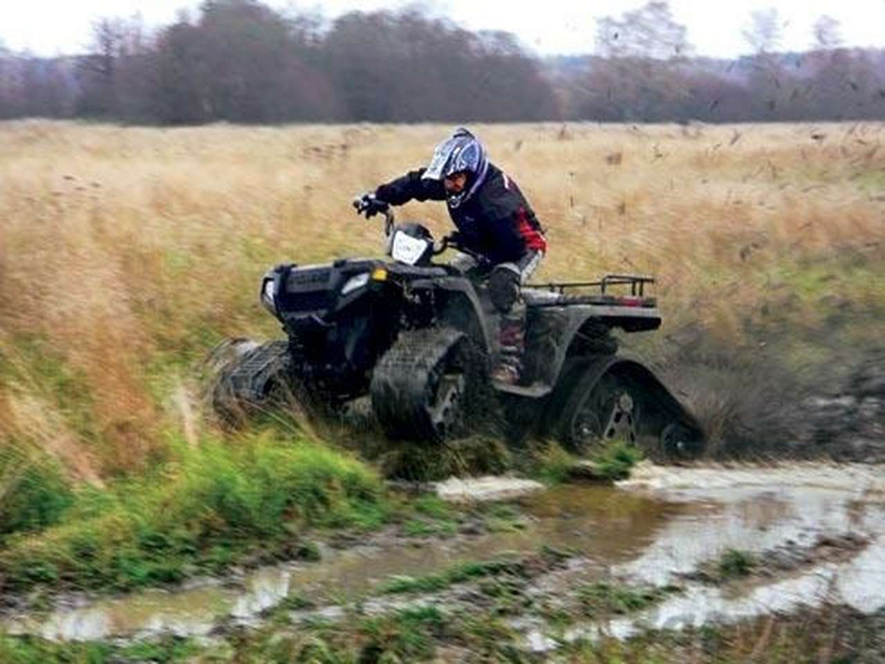 Универсальным гусеницам болотце не препятствие.