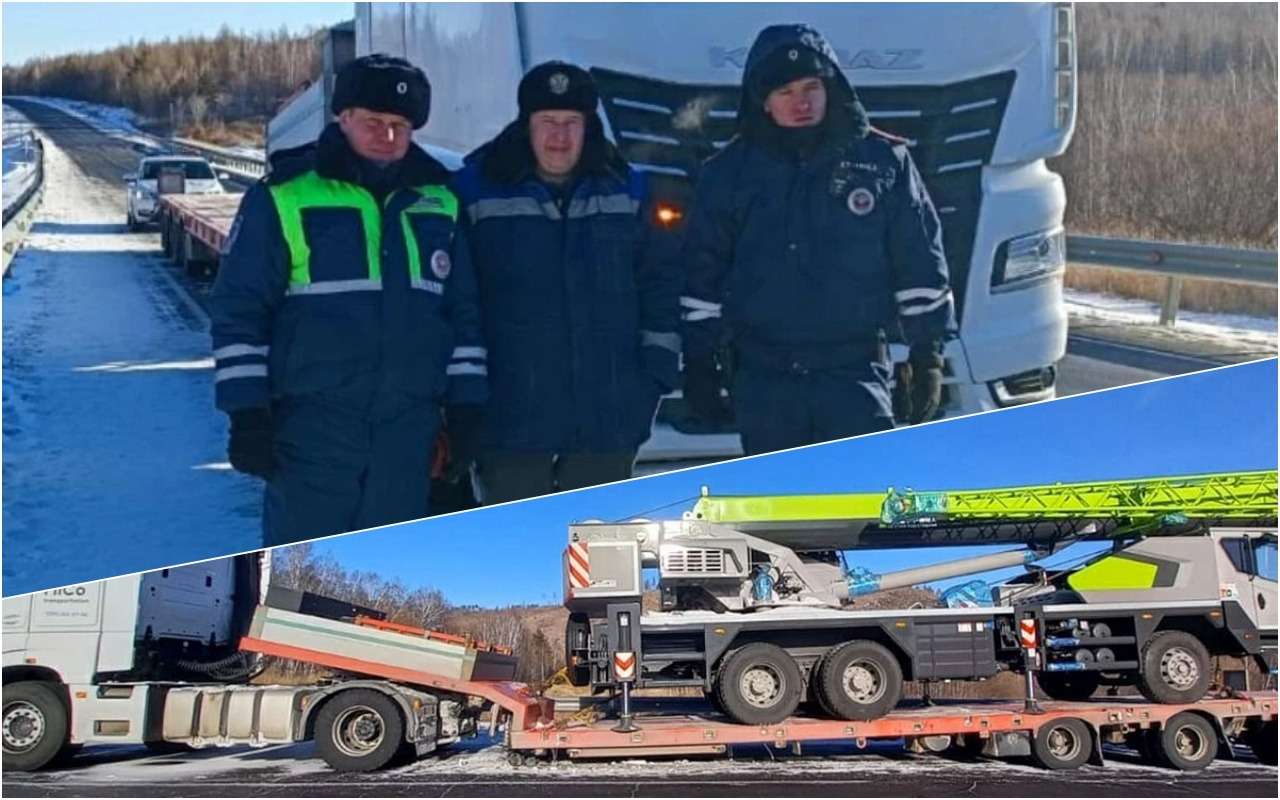 Инспекторы ДПС два дня помогали дальнобойщику чинить фуру. В минус 45