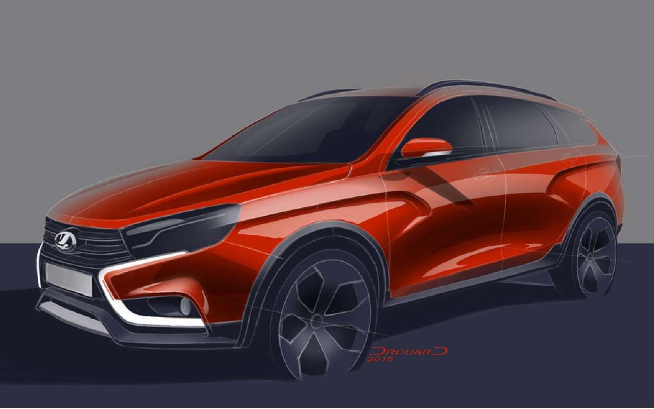 Эскиз Жюльена Друара, который в итоге превратился в Vesta SW Cross в ее нынешнем виде