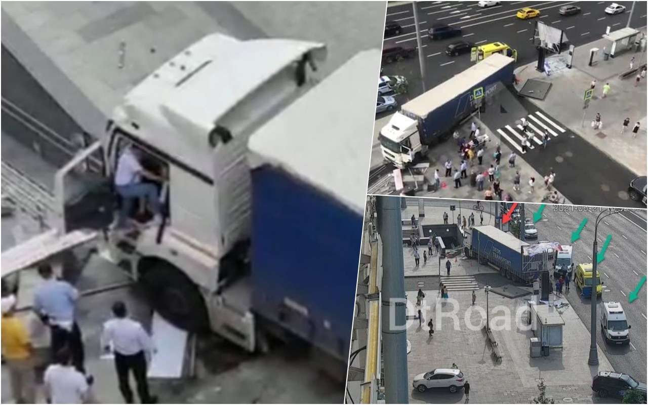 На Садовом кольце фура вылетела на тротуар