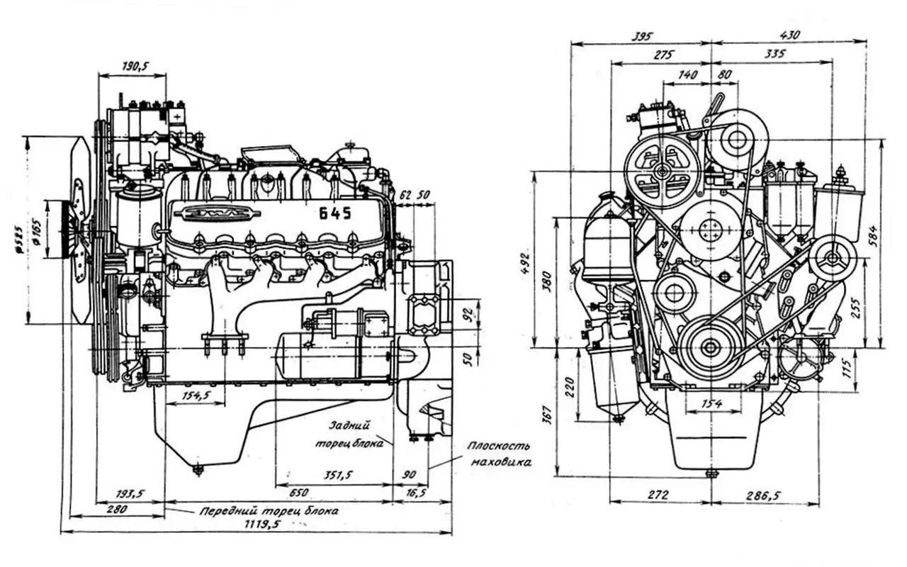 ДВС ЗИЛ 130 габариты