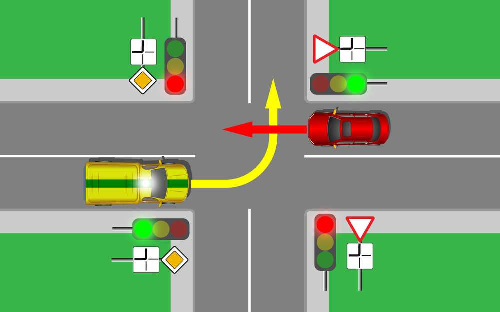 Задача бывалому водителю кто проедет первым красный или синий автомобиль