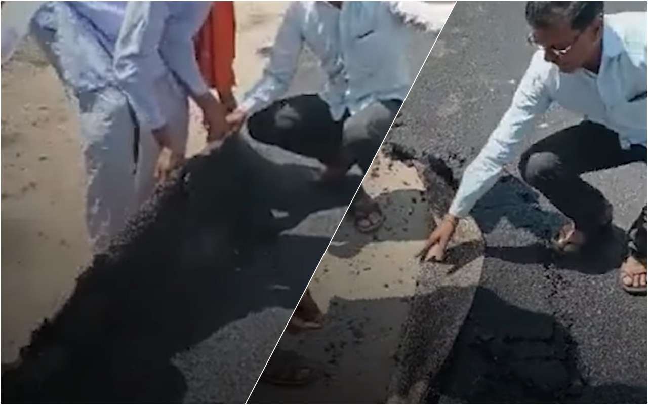 Ковер вместо асфальта: рабочие «построили» нано-дорогу