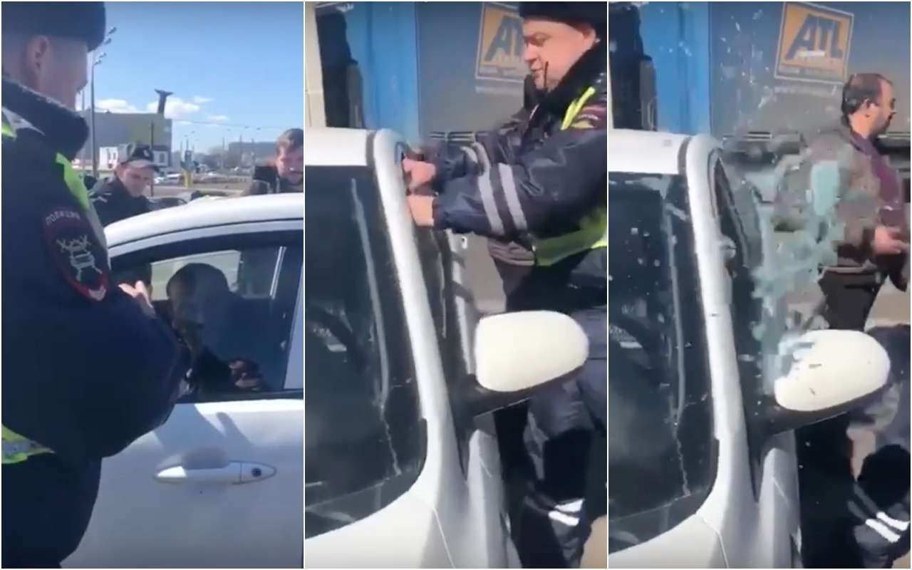 Голыми руками! Гаишник вежливо выломал стекло в автомобиле