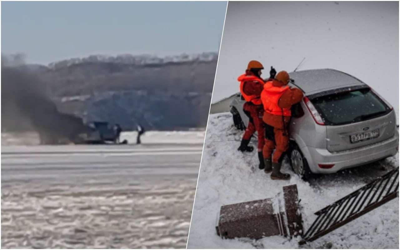 Пьяные дрифтеры умудрились столкнуться на льду