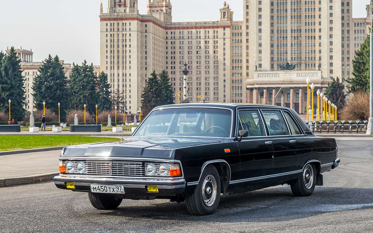 ГАЗ‑14 Чайка – семиместный седан длиной 6114 мм с колесной базой 3450 мм. Автомобиль снаряженной массой 2505 кг получился на полтонны тяжелее ГАЗ‑13 и стал самым тяжелым в сравнении с аналогами.