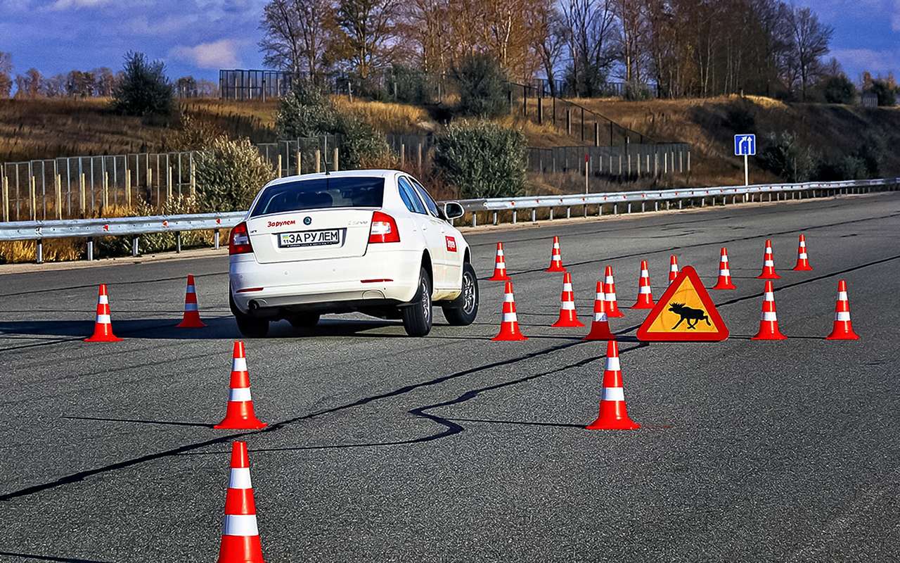 Упражнение «переставка» — вариация «лосиного теста», включающая кратковременное экстренное торможение перед препятствием. Этот маневр отлично показывает живьем перераспределение продольных и поперечных сил, действующих на колесо, и массы автомобиля.