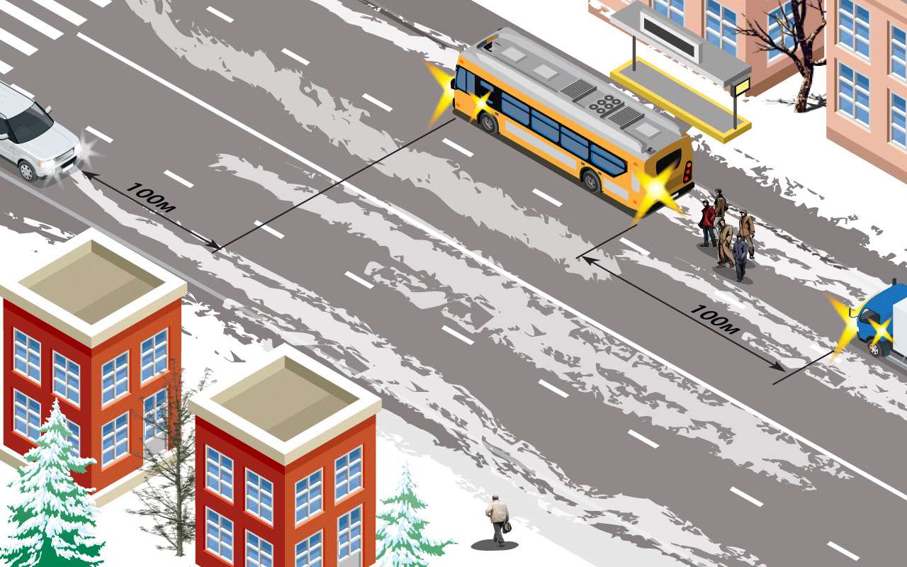 Встречный разъезд с фурой при наличии пешеходов на проезжей части