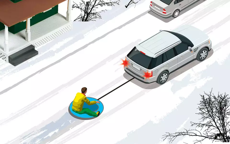 В поле, на проселке, по дворам — где можно буксировать «ватрушку» с человеком